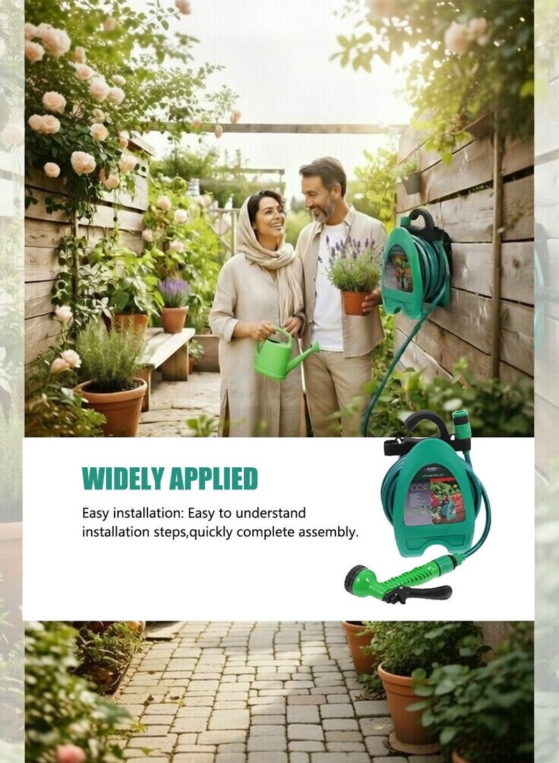 خرطوم مياه للحديقة بطول 10 متر مع حامل حائط وفوهة رش بـ7 وظائف، خرطوم مقوى عالي الضغط 3/8 بوصة للري وغسيل السيارات - Image 5